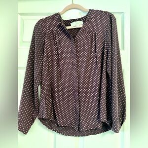 LOFT V-Neck Blouse with Leaf Pattern